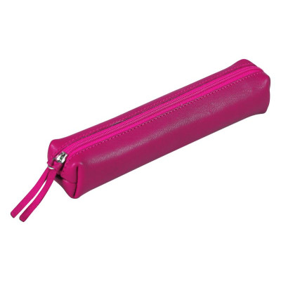 CUIR TEINTÉ Trousse  SLIM 19,5x2,5x4 cm Framboise