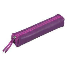 CUIR TEINTÉ Trousse  SLIM 19,5x2,5x4 cm Violet