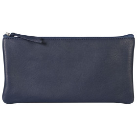 CUIR TEINTÉ Trousse plate 22x11 cm Bleu foncé
