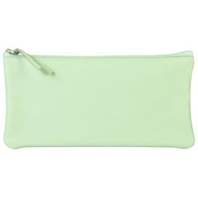 CUIR TEINTÉ Trousse plate 22x11 cm  Vert pistache