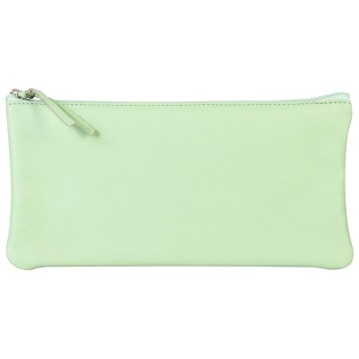 CUIR TEINTÉ Trousse plate 22x11 cm  Vert pistache
