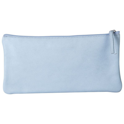 CUIR TEINTÉ Trousse plate 22x11 cm Bleu ciel
