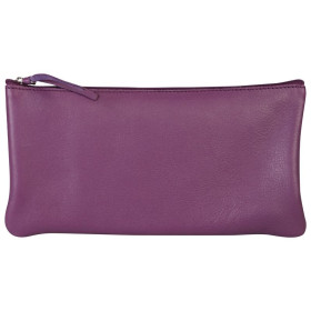 CUIR TEINTÉ Trousse plate 22x11 cm Violet