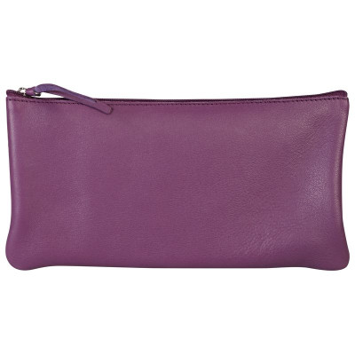 CUIR TEINTÉ Trousse plate 22x11 cm Violet