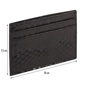 * CUIR Reptile Design Portecartes CB 7,5x10,5 cm Python noir