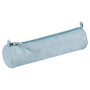 * CUIR Tie & Dye Trousse Ronde Ø5,5x22 cm Bleu ciel