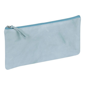 * CUIR Tie & Dye Trousse Plate 22x11 cm Bleu ciel