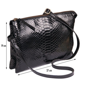 * CUIR Reptile Design Sac Duo 27x19 cm Python noir