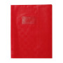 Protègecahier+Marquepage Grain Madras 22/100ème 17x22 rouge + porte étiquette