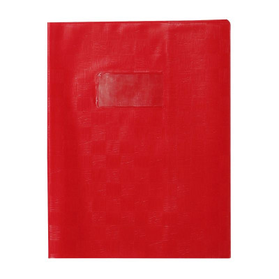 Protègecahier+Marquepage Grain Madras 22/100ème 17x22 rouge + porte étiquette