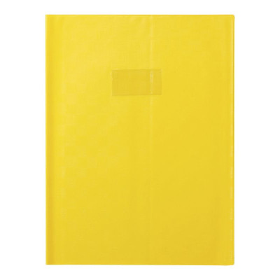 Protègecahier+Marquepage Grain Madras 22/100ème 24x32 jaune + porte étiquette
