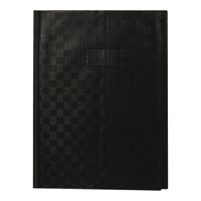 Protègecahier+Marquepage Grain Madras 22/100ème 24x32 noir + porte étiquette