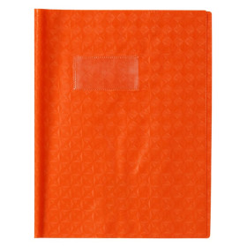 Protègecahier Grain Losange 18/100ème 17x22 orange + porte étiquette