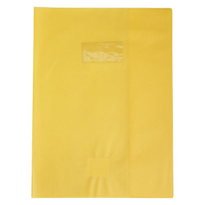 Protègecahier Grain Cuir 20/100ème 24x32 jaune + porte étiquette