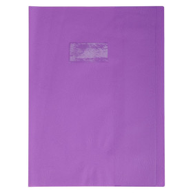 Protègecahier Grain Cuir 20/100ème 24x32 violet + porte étiquette
