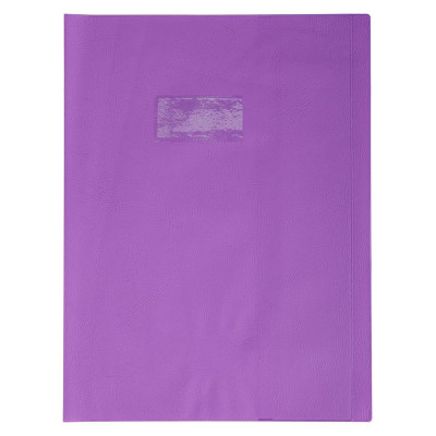 Protègecahier Grain Cuir 20/100ème 24x32 violet + porte étiquette
