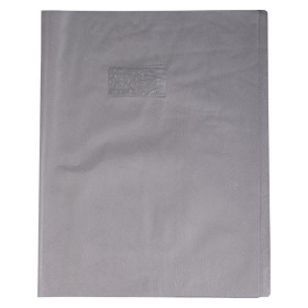Protègecahier Grain Cuir 20/100ème 24x32 gris + porte étiquette