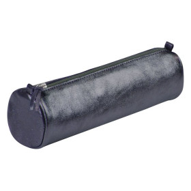 CUIRISÉ Trousse cuir Ronde  Ø5,5x22cm Pétrole