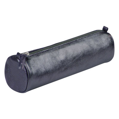 CUIRISÉ Trousse cuir Ronde  Ø5,5x22cm Pétrole