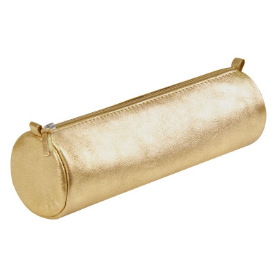 CUIRISÉ Trousse cuir Ronde Ø5,5x22cm Doré