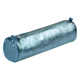 CUIRISÉ Trousse cuir Ronde Ø5,5x22cm Indigo