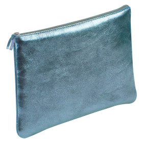 CUIRISÉ Trousse cuir Plate 11x22cm Indigo