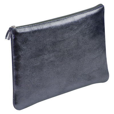 CUIRISÉ Trousse cuir Plate 11x22cm Pétrole