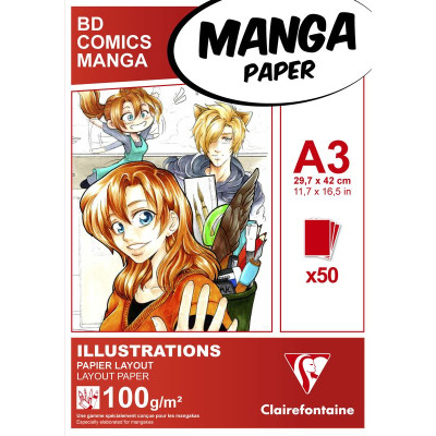 Bloc collé Manga Paper Layout A3 50F 100g