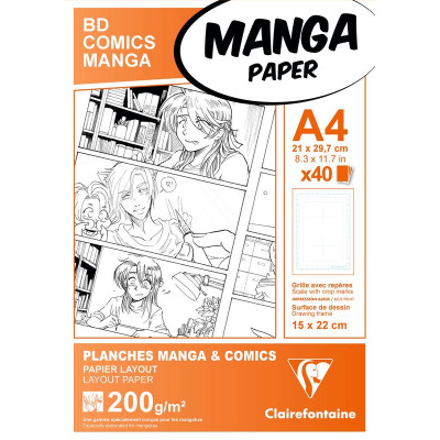 * Etui Manga Manga Paper Planches A4 40F 200g grille 6 cases