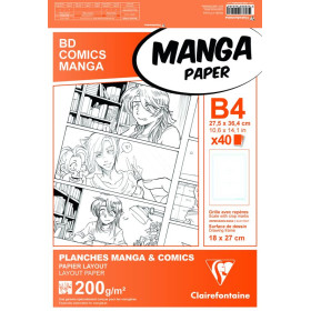 * Etui Manga Manga Paper Planches B4 40F 200g grille 6 cases
