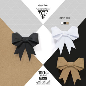 * ORIGAMI UNI, Pack de 100 feuilles 20x20cm 80g, Assortiment neutre - 3 couleurs