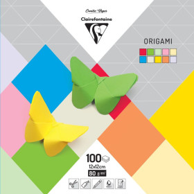 ORIGAMI UNI, Pack de 100 feuilles 12x12cm 80g, Assortiment mixte - 10 couleurs d