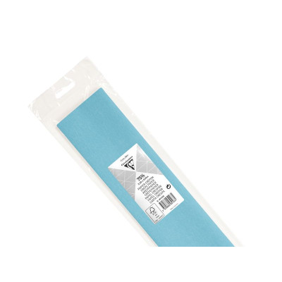 PAPIER CRÉPON 75%, Sachet de 1 feuille pliée, 2,50x0,50m, Bleu turquoise