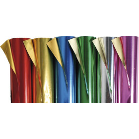 PAPIER ALUMINIUM, Présentoir de 50 rouleaux 2 faces, 80x50cm, 90g, Assortiment