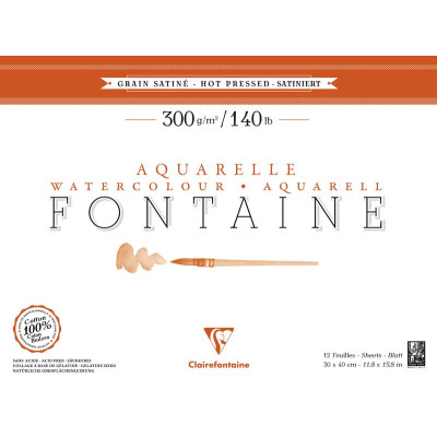 Bloc collé 1 côté Fontaine Satiné 30x40cm 12F 300g