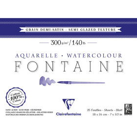 Bloc collé 4 côtés Fontaine Grain Demi-Satin 18x24cm 25F 300g