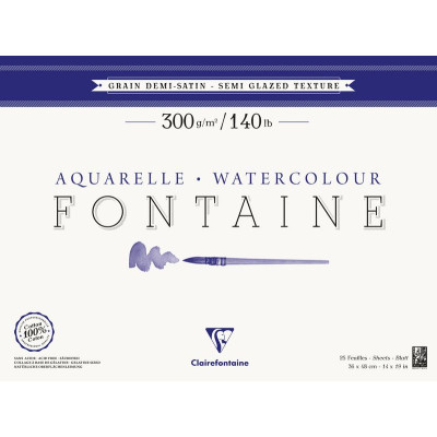 Bloc collé 4 côtés Fontaine Grain Demi-Satin 36x48cm 25F 300g
