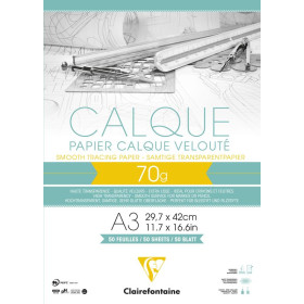 Bloc calque superieur A3 50 feuilles 70/75g
