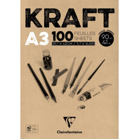 Bloc collé kraft brun A3 100 feuilles 90g