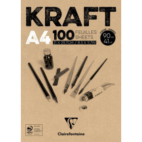 Bloc collé kraft brun A4 100 feuilles 90g