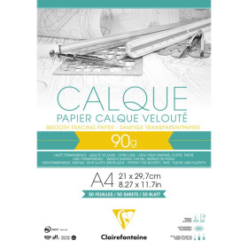 Bloc calque superieur collé A4 50 feuilles 90/95g