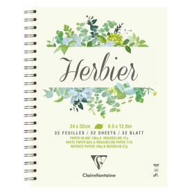 Herbier cahier spiralé 24x32cm 180g 64p + intercalaires mousseline
