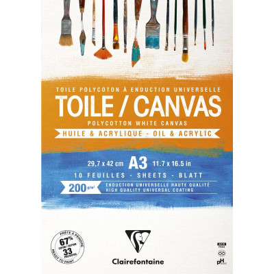 Bloc Toile blanche Cosmos 200g collé 10 feuilles tête A3