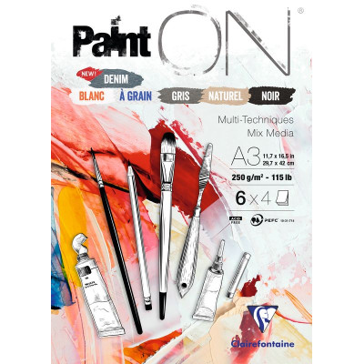 * Paint'ON bloc de 24  feuilles 250g ass.6x4 feuilles n°6  A3