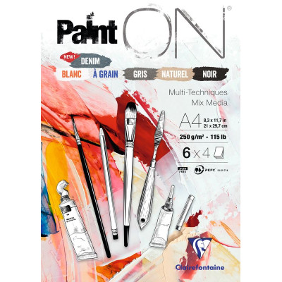 * Paint'ON bloc de 24  feuilles 250g ass.6x4 feuilles n°6  A4