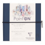 * Carnet Paint'ON cousu double PU à élastique 14x14cm 64p 250g blanc à grain