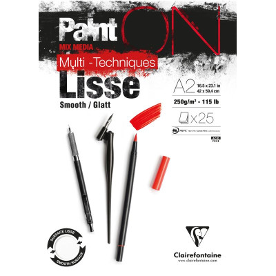 Paint'ON Blanc Lisse bloc A2 25 feuilles 250g