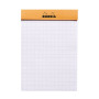 Bloc agrafé Rhodia ORANGE N°11 7,4x10,5 cm 80 feuillets petits carreaux 5x5 80 g