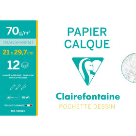 Pochette Papier Calque Supérieur A4 12F 70/75g