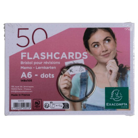50 flashcards bristol A6 dots blanc